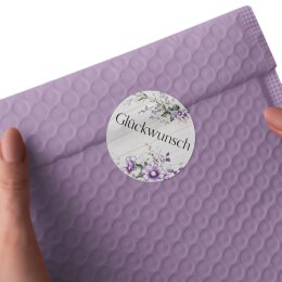 50 adesivi GLÜCKWUNSCH - Motivo Fiori Rotondo Ø 4,5 cm