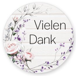 50 adesivi VIELEN DANK - Motivo Fiori Rotondo Ø...