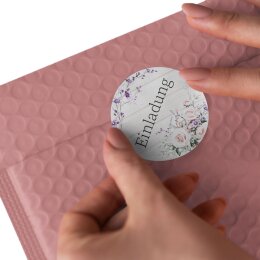 50 autocollants EINLADUNG - Motif de fleurs Rond Ø 4,5 cm