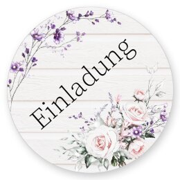 50 adesivi EINLADUNG - Motivo Fiori Rotondo Ø 4,5...