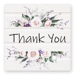 50 autocollants THANK YOU - Motif de fleurs Carré...