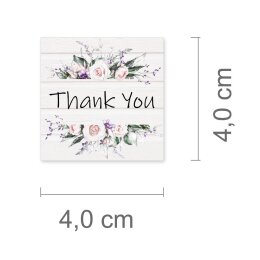 50 pegatinas THANK YOU - Motivo de flores Cuadrado 4 x 4...