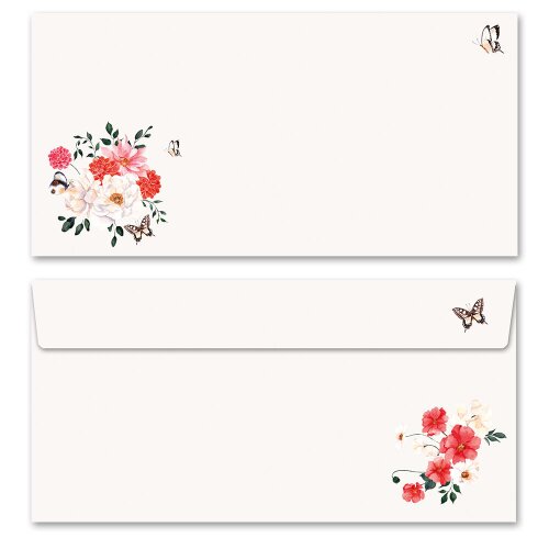 Briefumschläge IM GARTEN - 10 Stück DIN LANG (ohne Fenster) Blumen & Blüten, Floral, Paper-Media
