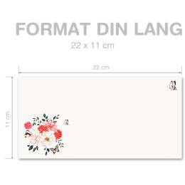 Briefumschläge Blumen & Blüten, IM GARTEN 10 Briefumschläge (ohne Fenster) - DIN LANG (220x110 mm) | selbstklebend | Online bestellen! | Paper-Media