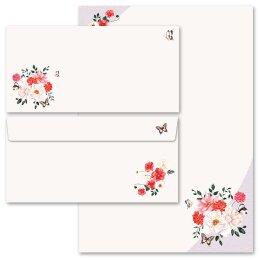 40-pc. Complete Motif Letter Paper-Set IN THE GARDEN...