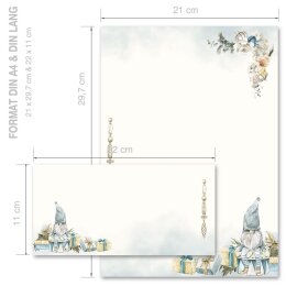 Motiv-Briefpapier Set WEIHNACHTSWICHTEL - 20-tlg. DL (ohne Fenster)