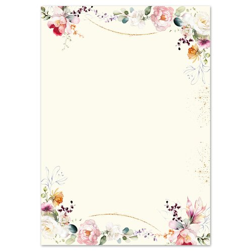 Motif Letter Paper! TROPICAL FLOWERS 20 sheets DIN A4 Flowers & Petals, Colorful, Paper-Media