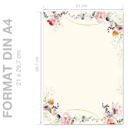Briefpapier TROPISCHE BLUMEN - DIN A4 Format 100 Blatt