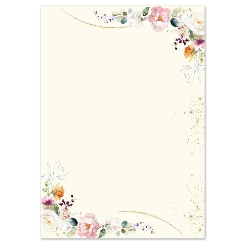 Motif Letter Paper! TROPICAL FLOWERS 100 sheets DIN A5 Flowers & Petals, Colorful, Paper-Media