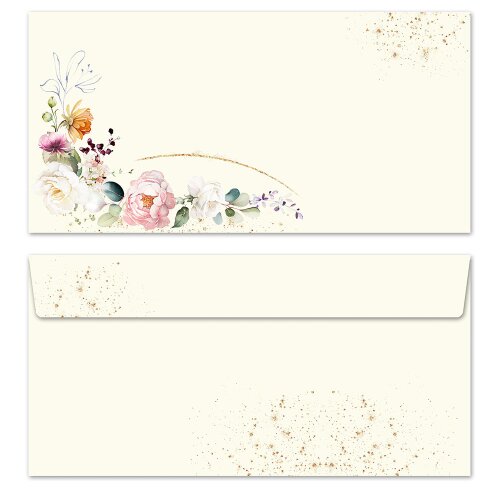 10 patterned envelopes TROPICAL FLOWERS in standard DIN long format (windowless) Flowers & Petals, Love Letter, Paper-Media