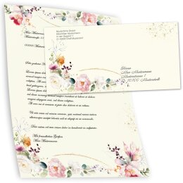 10 patterned envelopes TROPICAL FLOWERS in standard DIN long format (windowless)