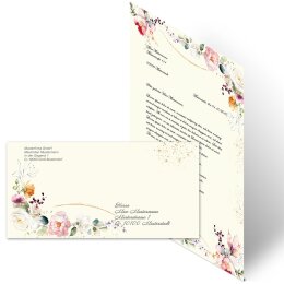 10 patterned envelopes TROPICAL FLOWERS in standard DIN long format (windowless)