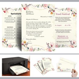 10 patterned envelopes TROPICAL FLOWERS in standard DIN long format (windowless)