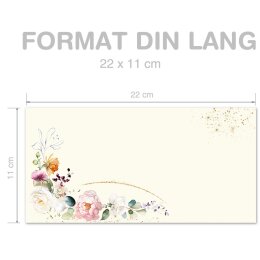 Briefumschläge Blumen & Blüten, TROPISCHE BLUMEN 50 Briefumschläge (ohne Fenster) - DIN LANG (220x110 mm) | selbstklebend | Online bestellen! | Paper-Media